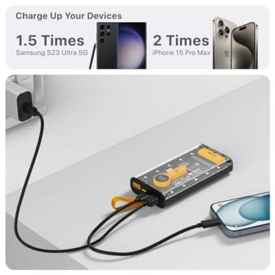 DR VAKU® 10000mAh Power Bank Clear Bolt Portable 20W PD QC... - Image 6