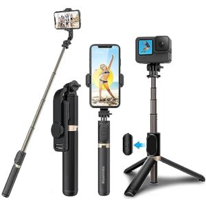 Blushinsta Portable Selfie Stick,Handy Tripod with Detachable Wireless Remote&Mini Tripod Stand for…