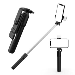 Technuv® Selfie Sticks, Remote, and Selfie Light, 3-in-1 Multifunctional Selfie Stick Tripod Stand…