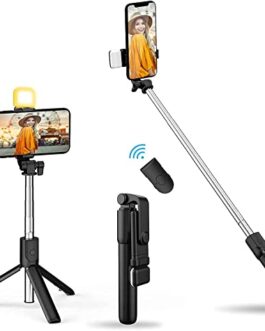 HOLD UP Selfie Stick with LED Fill Light, Phone Tripod Stand…