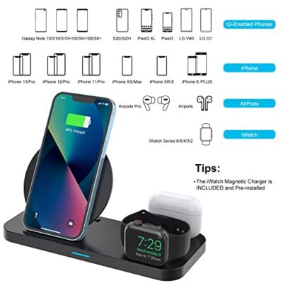 Wireless Charger, CANUVU 3 in 1 Foldable Fast Charging... - Image 2