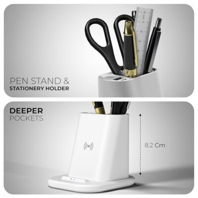 XECH Pen Stand Wireless Charger with USB A & Type C Output... - Image 4