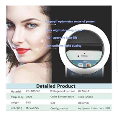 KAAS Rechargeable Selfie Ring Light 36 LED Flash for Mobile,... - Image 6