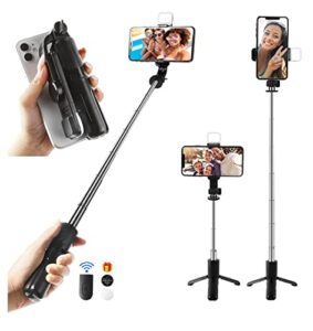 Alocare Bluetooth Selfie Sticks with Remote and Selfie Light, 3-in-1 Multifunctional Selfie Stick…