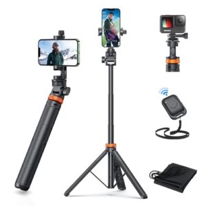 Celfiexpt 62″ Selfie Stick Tripod with Remote Reinforced Tripod for iPhone Solidest Holder for Heavy…