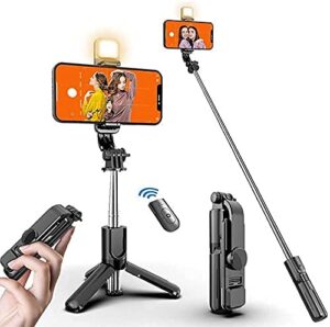 HOLD UP Selfie Stick with LED Fill Light, Phone with Detachable Bluetooth Wireless Remote Compatible…