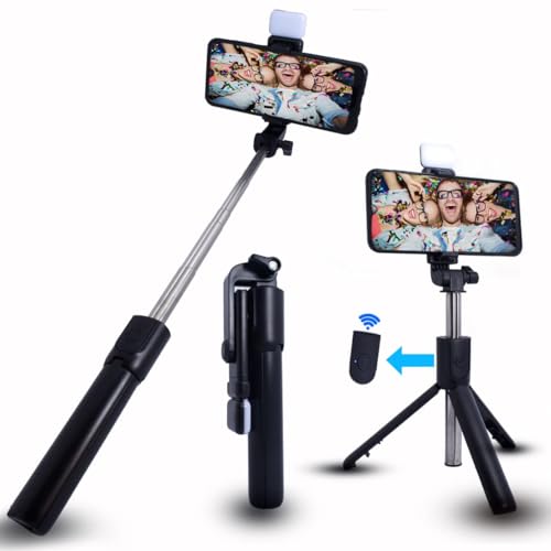 HUMBLE Bluetooth Selfie Sticks with Remote and Selfie Light, 3-in-1 Multifunctional Selfie Stick…