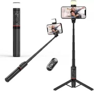 Hold UP Selfie Stick with Curved Fill Light, Portable & Stable Phone Tripod Stand with Wireless…