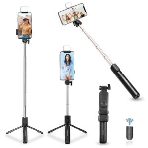 Kratos K2 Selfie Stick with Tripod Stand, 3 in 1 Multifunctional design, Rechargable LED Light with…