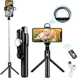 Mobilife Selfie Stick with Light and Mirror Bluetooth Selfie Stick with Tripod Stand Portable Selfie…