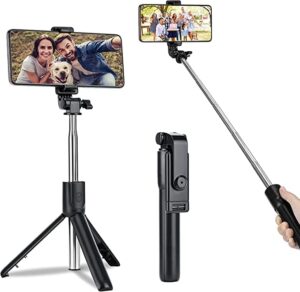 Pecan P-Plus Bluetooth Extendable Mobile Tripod with Wireless Remote and Tripod Stand, 3-in-1…