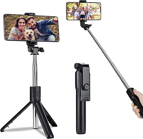 Portable Selfie Stick Tripod with Wireless Remote, 3 in 1 Extendable Selfie Stick Phone Holder for…