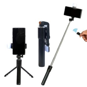 Pratham s 3 in 1 Selfie Stick with Tripod Stand, Bluetooth Remote & Light for Mobile for an Enhanced…