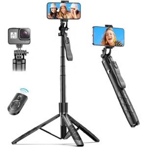 Prolet 153cm Long Selfie Stick Tripod, All in One Extendable Phone Tripod Stand with Wireless Remote…