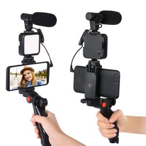 Selfie Stick Operating Height Camera Video Recording Vlogging Kit for Video Making, Mic, Mini Tripod…