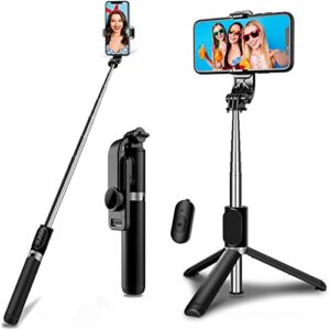 Selfie Stick Tripod with Remote Phone Recording Stand, Travel Tripod for iPhone Cell Phones,…