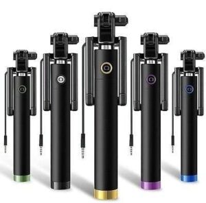 Smars® Extendable Aux Wired Selfie Stick Monopod for iPhone & Android