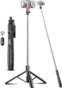 Sounce Selfie Stick with Tripod Stand, Aluminum 360 Degree Rotatable Bluetooth Selfie Stick 62…