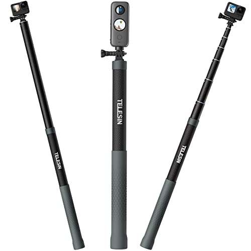 TELESIN G3 Long Selfie Stick Pole (Upgraded 118″/3M), Carbon Fiber Extension Monopod Compatible with…