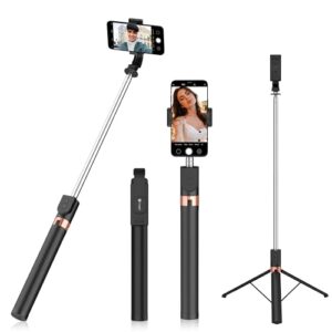 Tygot TSS-9 Bluetooth Selfie Sticks with Extendable Tripod Stand, Remote & 360 Rotating Head, 1.7M…