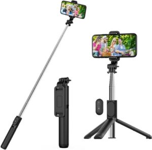 USTINE Portable Selfie Stick Tripod, 3 in 1 Extendable Selfie Stick Phone Holder for iPhone 14/13/13…