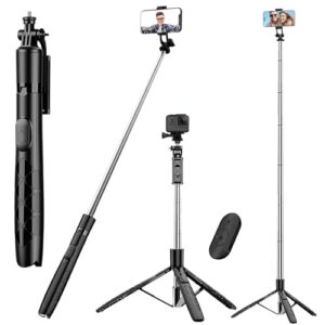 WeCool 62″ Long Sefie Stick with Tripod Stand, Large Reinforced Tripod Base, Selfie Stick for Mobile…