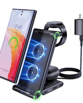 Wireless Charging Station for Samsung,MANKIW Foldable 3 in 1…