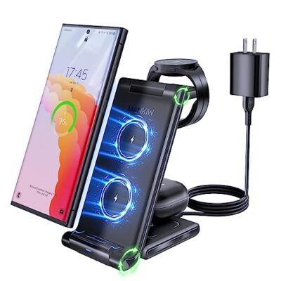 Wireless Charging Station for Samsung,MANKIW Foldable 3 in 1...