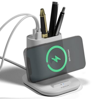 XECH Pen Stand Wireless Charger with USB A & Type C Output...