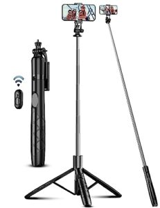 71″ Phone Tripod & Selfie Stick, All in One Extendable Cell Phone Tripod with Wireless Remote,…