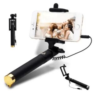 Adwis Wired Extendable Selfie Stick Aux Cable Wired Monopod Extendable Selfie Stick