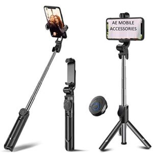 Ae Mobile Accessories Selfie Stick Tripod Bluetooth Extendable Selfie Stick with Wireless Remote…