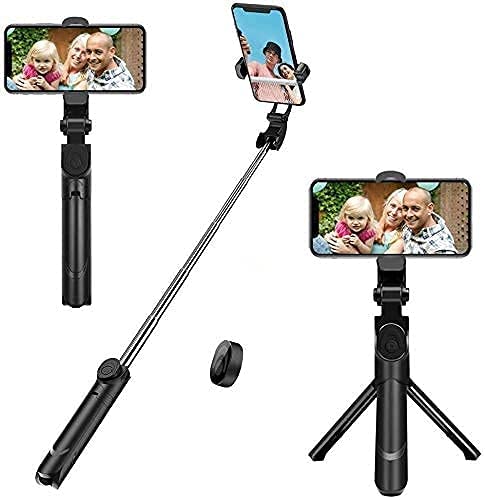 CHAHU XT02 Stick with Tripod Stand, Bluetooth Extendable Tripod for Mobile Phone,…