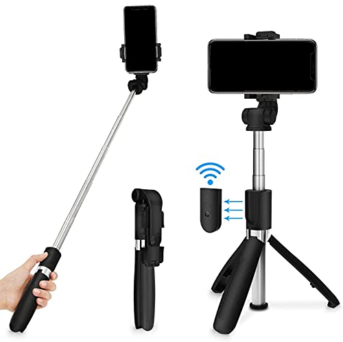 FETE PROPZ New Black Selfie Stick Extendable Bluetooth Selfie Stick Tripod with Detachable Wireless…