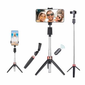 Generic Portable Selfie Stick With Wireless Remote And 3 Legs Tripod Base, Compatible For All…