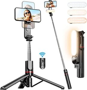 HOLD UP Portable Selfie Stick Tripod with Fill Light, 44 Inch Extendable Selfie Stick with Wireless…