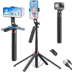 HOLD UP Selfie Stick Tripod 71″ Extendable Phone Tripod with Romote Portable Cellphone Stand Tripod…