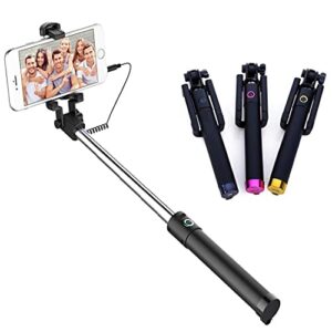 Kimloo Compact Wired Monopod Extendable Selfie Stick with AUX Wire Built-in Remote Pocket Size Sefie…