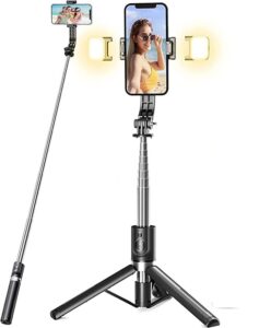 RUSKIN Selfie Stick with Light and Reinforced Tripod Stand 112cm/44 inch Long Selfie Stick for…