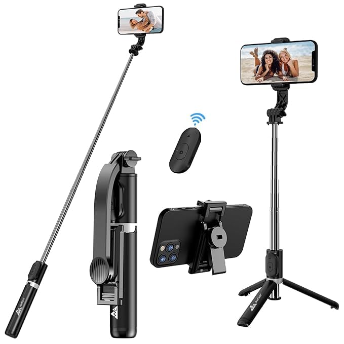 Selfie Stick Y17 with Tripod Stand, Selfie Stick with Wireless Remote, Detachable Mobile Holder,…