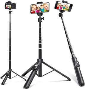 VOFFY Professional Selfie Stick ~ 3 in 1 Extendable Tripod 61 inch/156 cm, Super Long Camera Tripod…