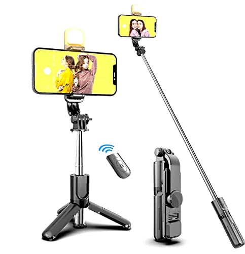 Wingcel Bluetooth Extendable Selfie Stick with Tripod Stand LED Selfie Light with Wireless Remote…