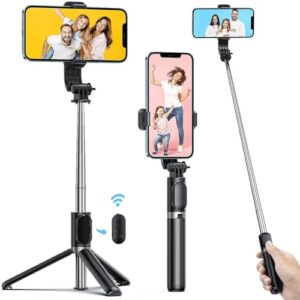 ZQP Selfie Stick, Extendable Selfie Stick with LED Fill Light Wireless Remote and Tripod Stand,…