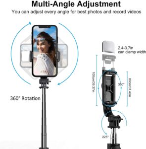 KPDP Selfie Stick with LED Fill Light, Phone Tripod Stand with Detachable Bluetooth Wireless Remote…