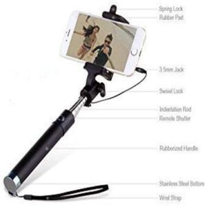 Kimloo Selfie Stick for Mobile Phone for clicking Photos & Making Video with Attached AUX Cable |…