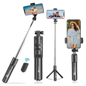 MINDFIED Portable Selfie Stick with Wireless Remote and 3 Legs Tripod Base, Compatible for All…