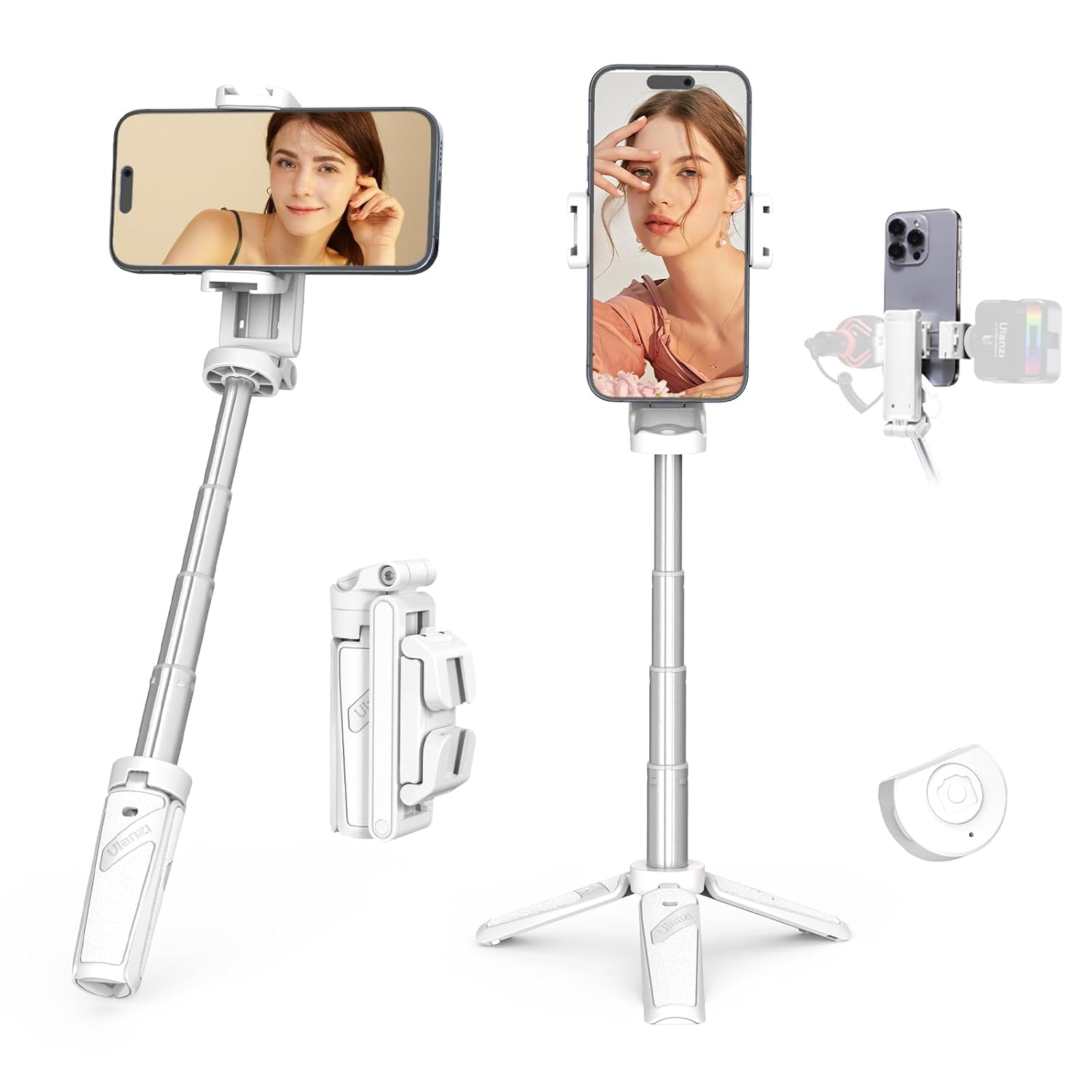 Phone Selfie Tripod Small with Romote – ULANZI JJ02 3 in 1 Cell Phone Tripod Stick 4 Sections…