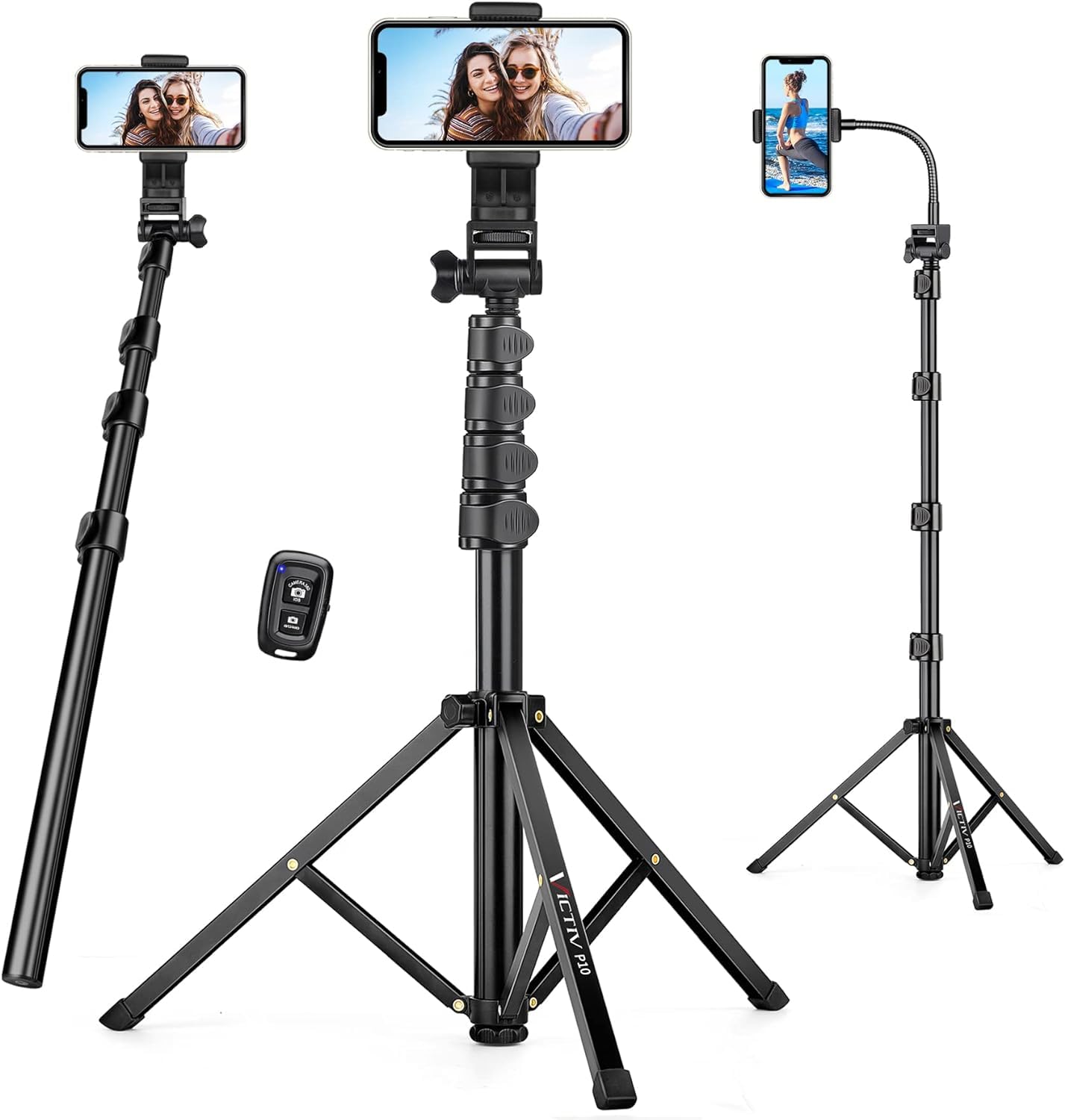 74 inch Phone Tripod, Selfie Stick Tripod, Tall Cell Phone Tripod with Remote and Adjustable…