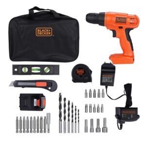 BLACK+DECKER BDCD120VA-IN 20V Li ion Cordless MAX Drill/Driver & Home Tool Kit, 10mm chuck size, 34…