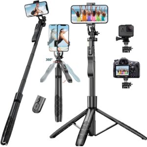 Blushinsta SG-15 Selfie Stick with Tripod Stand 360 Degree Rotation Bluetooth Remote Quadripod Stand…